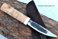 Нож Якутский малый сталь Х12МФ, рукоять карельская берёза+акриловый камень 