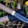 Нож Якутский сталь Булат рукоять орех+акриловый камень, комбинированные ножны орех+кожа