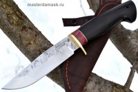 Нож Охотник сталь Х12МФ (следы ковки), рукоять стабилизированный граб+вставка 