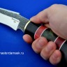 Нож Клык сталь 9ХС, рукоять наборная стабилизированный граб+стабилизированная карельская берёза  