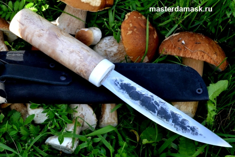 Нож Якутский сталь Х12МФ рукоять карельская берёза+акриловый камень (в наличии)