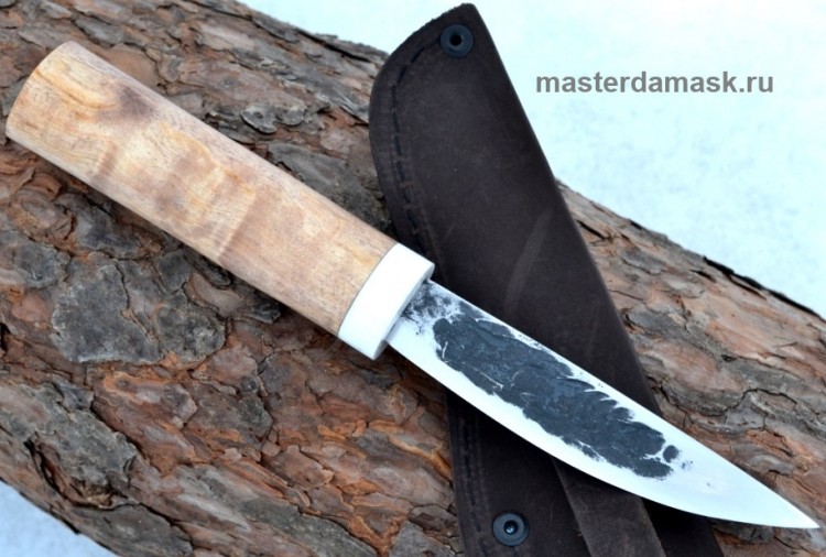Нож Якутский малый сталь Х12МФ, рукоять карельская берёза+акриловый камень (в наличии)