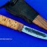 Нож Якутский малый сталь Х12МФ рукоять береста+орех, комбинированные ножны орех+кожа