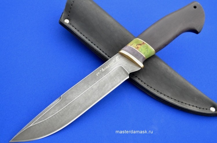 Нож Скорпион сталь ХВ-5, рукоять стабилизированный граб+вставки