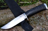 Нож Охотник сталь 110Х18 рукоять натуральная кожа+дюраль