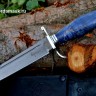 Нож НКВД сталь Булат, рукоять стабилизированная карельская берёза, литьё мельхиор реплика 