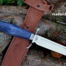 Нож НКВД сталь Х12МФ, рукоять стабилизированная карельская берёза, литьё мельхиор реплика (в наличии)