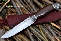 Нож Варан сталь М390 рукоять венге, литьё мельхиор карты (в наличии)  