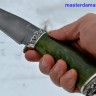 Нож Егерь сталь Булат, рукоять стабилизированная карельская берёза, литьё мельхиор 