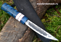 Нож Якутский премиум сталь N690 рукоять cтабилизированная карельская берёза+акриловый камень (в наличии) 