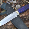 Нож Охотник сталь VG10, рукоять шишка в синем акриле, больстер мельхиор (в наличии)