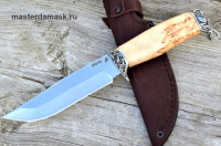 Нож Охотник сталь VG10, рукоять карельская берёза, литьё мельхиор (в наличии) 