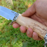 Нож Охотник сталь VG10, рукоять карельская берёза, литьё мельхиор (в наличии) 
