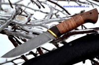 Нож Варан сталь Дамаск (спуски от обуха), рукоять береста+венге 