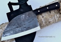 Кухонный Шеф-Нож Сербский цельнометаллический, накладки стабилизированный граб (в наличии)