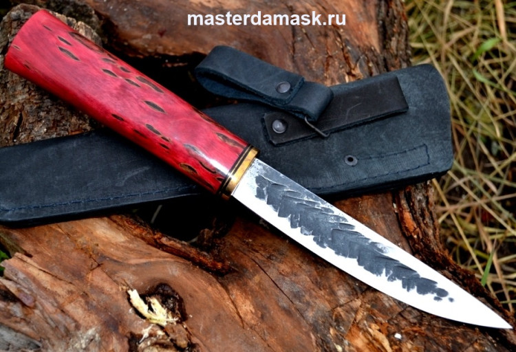 Нож Якутский сталь Х12МФ, рукоять стабилизированная карельская берёза 
