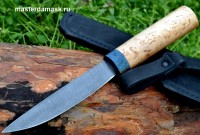 Нож Якутский сталь дамаск, рукоять карельская берёза (в наличии)