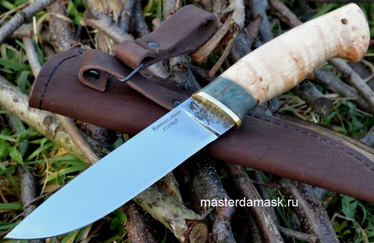 Нож Варан сталь Х12МФ (спуски от обуха) рукоять карельская берёза+вставка 