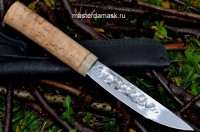 Нож Якутский сталь 9ХС, рукоять карельская берёза+акриловый камень 