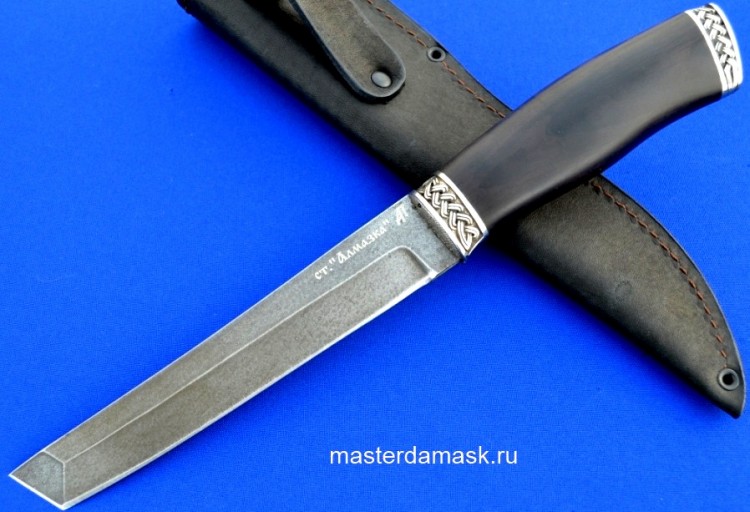 Нож Самурай сталь Алмазка (ХВ-5), рукоять стабилизированный граб, литьё мельхиор
